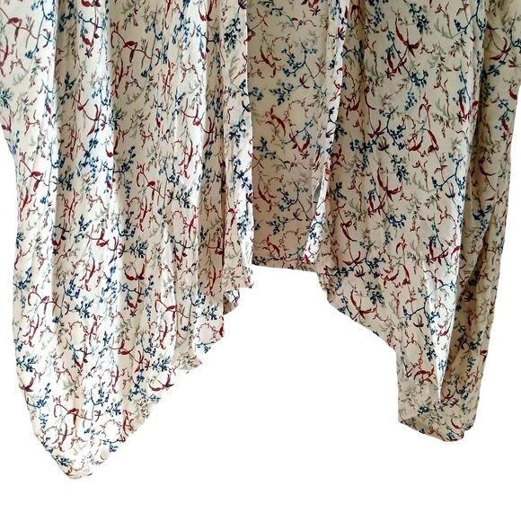 Treasure & Bond Floral Swim Coverup - Cream and Red Kimono ONE SIZE Longline - Picture 5 of 8